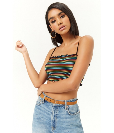 Image of Imbracaminte Femei Forever21 Striped Cropped Cami BLACKMULTI
