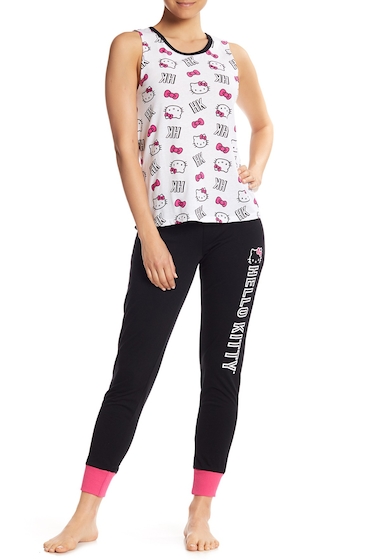 Imbracaminte Femei Hello Kitty Bow Print Tank Joggers Pajama 2-Piece Set WHITE