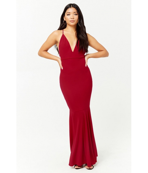 Image of Imbracaminte Femei Forever21 Plunging Cami Maxi Dress RED