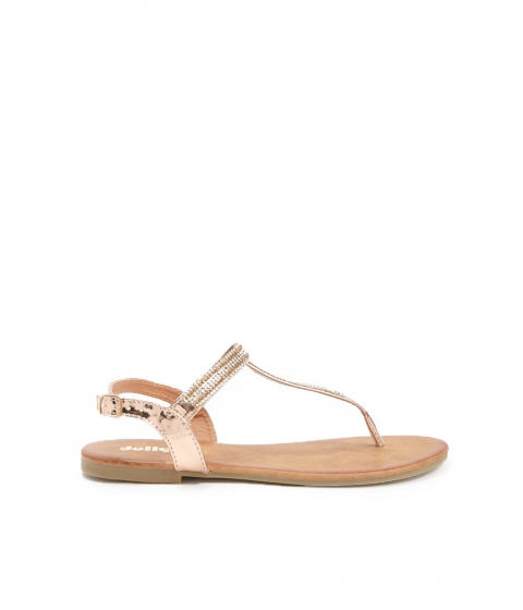 Image of Incaltaminte Femei Forever21 Faux Patent Leather Rhinestone-Embellished Sandals ROSE GOLD