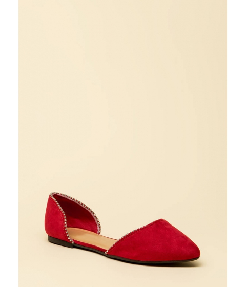 Incaltaminte Femei CheapChic Slight Edge Studded Faux Suede Flats Red