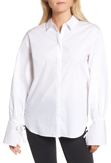 Image of Imbracaminte Femei Trouve Tie Sleeve Poplin Shirt WHITE