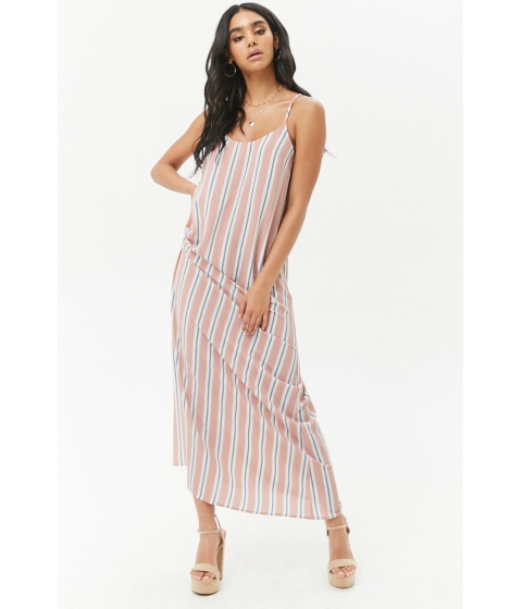 Image of Imbracaminte Femei Forever21 Crepe Multicolor Striped Racerback Maxi Dress DUSTY PINKIVORY