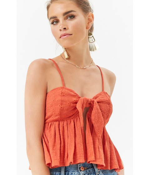 Image of Imbracaminte Femei Forever21 Knotted Ruffle Cami TOMATO