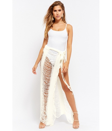 Image of Imbracaminte Femei Forever21 Ladder Cut Maxi Skirt IVORY