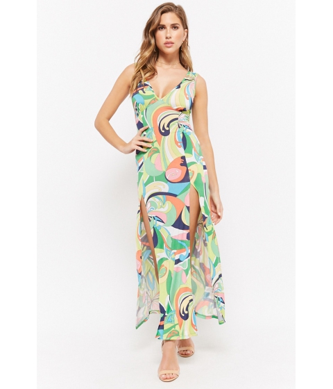 Image of Imbracaminte Femei Forever21 Abstract Print Maxi Dress GREENMULTI
