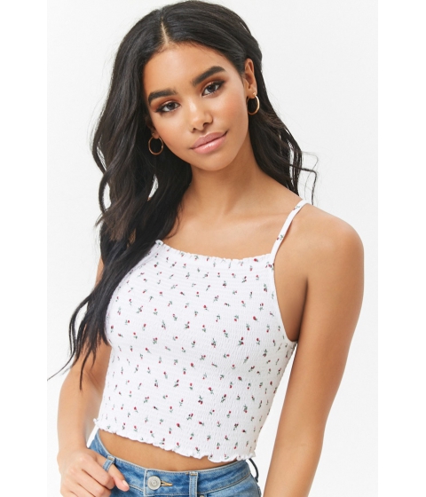 Image of Imbracaminte Femei Forever21 Smocked Floral Cropped Cami IVORYRED