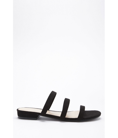 Image of Incaltaminte Femei Forever21 Strappy Faux Suede Slide Sandals BLACK