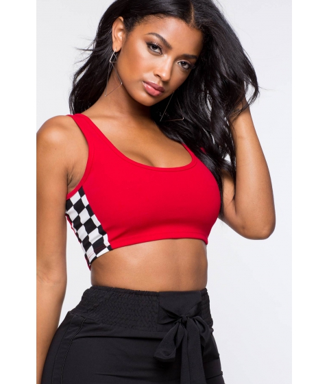 Image of Imbracaminte Femei CheapChic Ready Set Go Checkered Cropped Tank Red