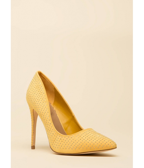 Image of Incaltaminte Femei CheapChic Your Time To Shine Pointy Studded Pumps Yellow