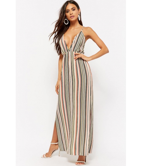 Image of Imbracaminte Femei Forever21 Striped Strappy Maxi Dress CORAL