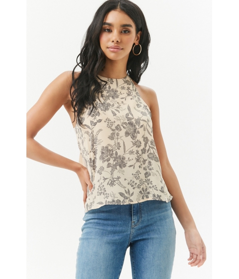 Image of Imbracaminte Femei Forever21 Floral Chiffon Halter High-Low Top BLUSHGREY