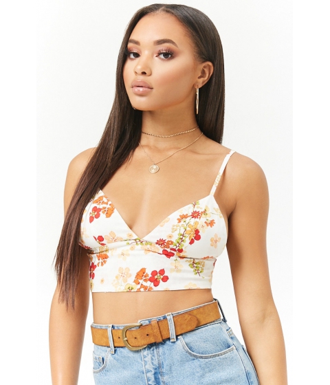 Image of Imbracaminte Femei Forever21 Floral Print Crop Cami CREAMRED