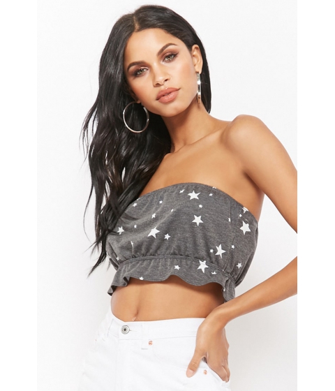 Imbracaminte Femei Forever21 Stars Flounce Cropped Tube Top BLACK pret