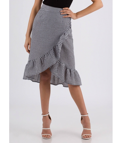 Image of Imbracaminte Femei CheapChic Adored By All Ruffled Gingham Skirt Black