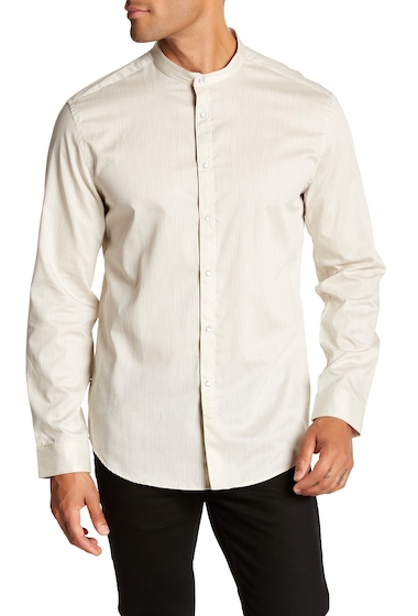 Imbracaminte Barbati John Varvatos Star USA Striped Long Sleeve Slim Fit Shirt ALMOND