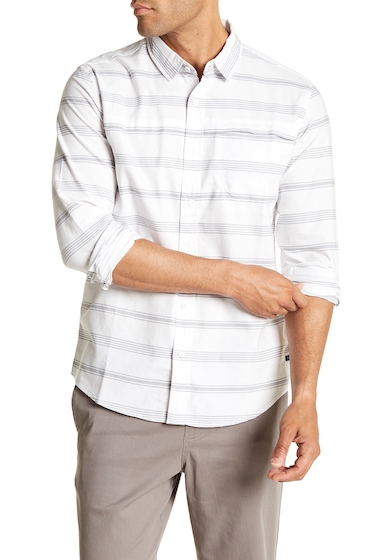 Image of Imbracaminte Barbati Tavik Long Sleeve Stripe Print Regular Fit Woven Shirt WHITESTONE BLUE STRIPE