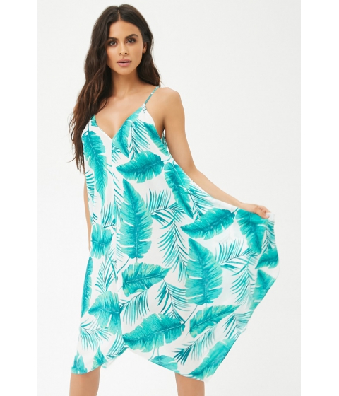 Image of Imbracaminte Femei Forever21 Palm Leaf Print Swim Cover-Up Dress CREAMGREEN