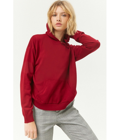 Imbracaminte femei forever21 hoodie pocket sweater burgundy