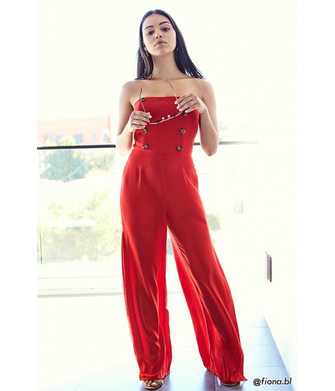 Image of Imbracaminte Femei Forever21 Double-Breasted Strapless Jumpsuit RED