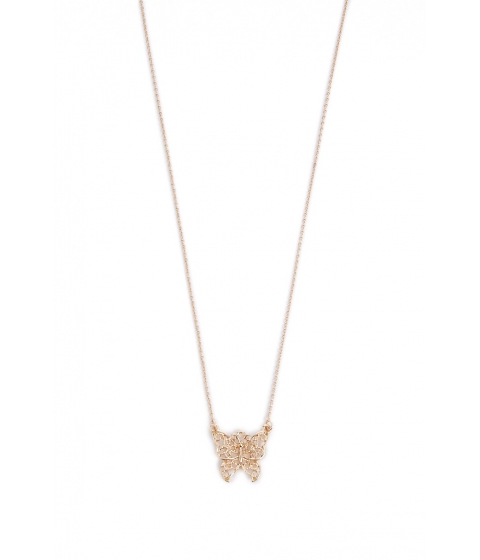 Image of Bijuterii Femei Forever21 Filigree Butterfly Pendant Necklace GOLD