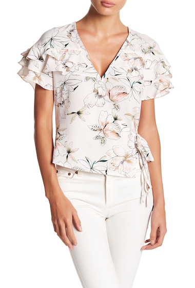 Image of Imbracaminte Femei ASTR the Label Ruffle Wrap Top IVORY MULTI FLORAL