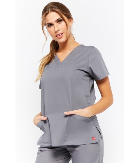 Image of Imbracaminte Femei Forever21 Patch-Pocket Scrub Top PEWTER