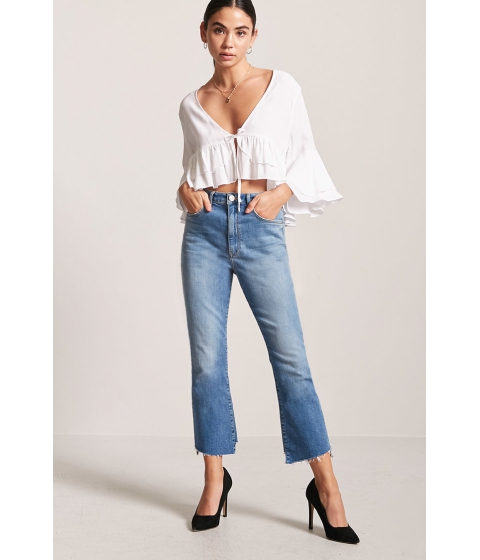 Image of Imbracaminte Femei Forever21 Plunging Ruffle Top IVORY