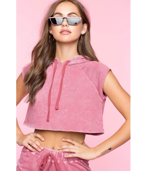 Image of Imbracaminte Femei CheapChic Mineral Wash Terry Hood Crop Top Mauve