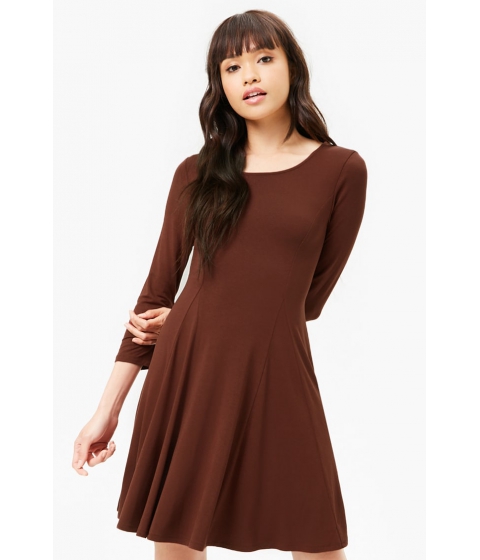 Image of Imbracaminte Femei Forever21 Lace-Up Swing Dress BROWN