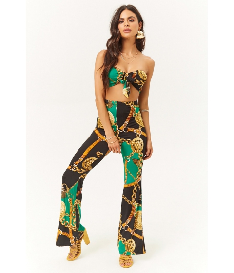 Image of Imbracaminte Femei Forever21 Scarf Print Tube Top Pants Set GREENMULTI