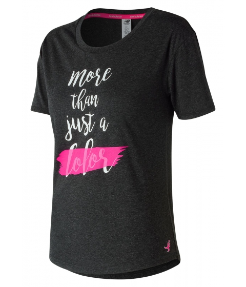 Image of Incaltaminte Femei New Balance Womens' Pink Ribbon Heather Tech Graphic Tee Black with Pink
