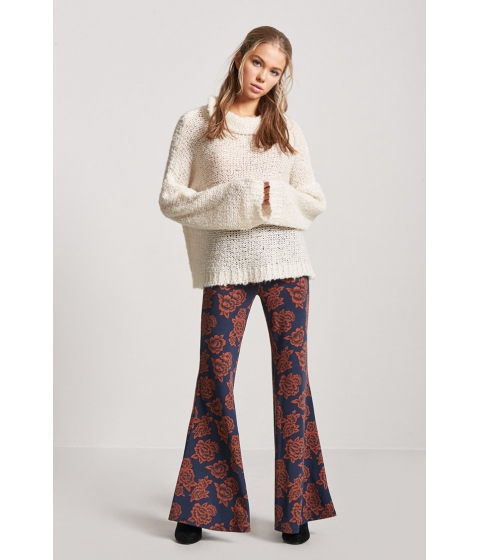 Image of Imbracaminte Femei Forever21 Floral Flare Leggings NAVYRUST