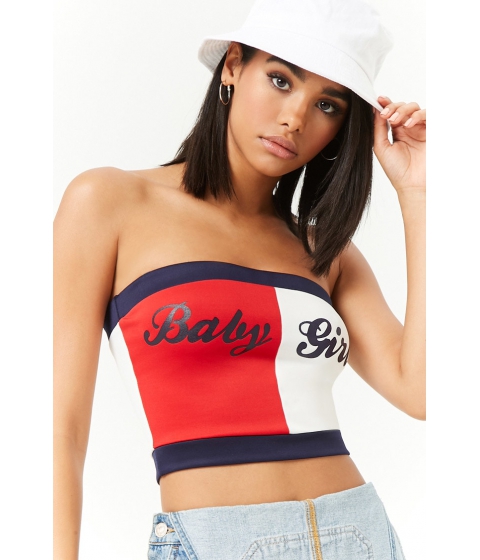 Image of Imbracaminte Femei Forever21 Baby Girl Colorblock Tube Top REDMULTI