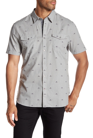 Image of Imbracaminte Barbati John Varvatos Star USA Short Sleeve Print Extra Slim Fit Sport Shirt MERCURY GREY