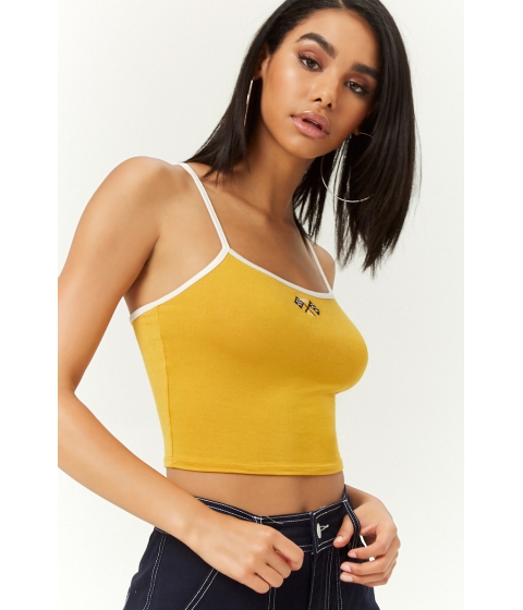 Image of Imbracaminte Femei Forever21 Embroidered Cropped Cami MUSTARD