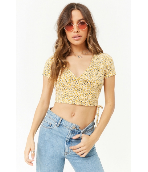 Image of Imbracaminte Femei Forever21 Ditsy Floral Print Crop Top MUSTARDIVORY