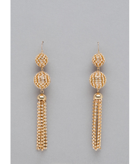 Image of Accesorii Femei CheapChic Have A Ball Rhinestone Tassel Earrings Gold