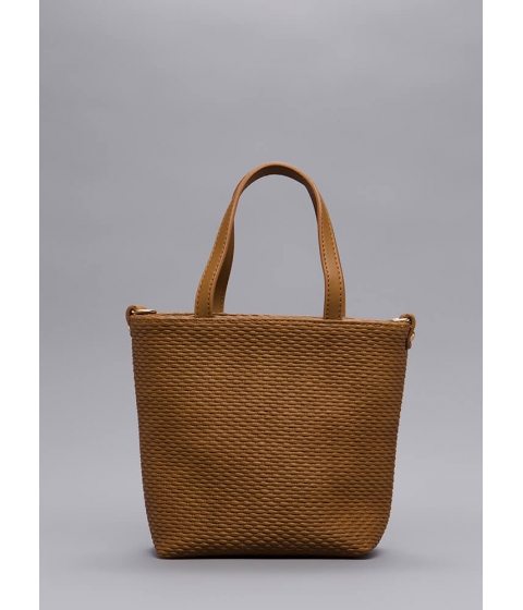 Image of Accesorii Femei CheapChic Make The Basket Drawstring Tote Bag Brown