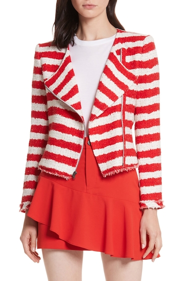 Imbracaminte Femei Alice Olivia Stanton Stripe Tweed Jacket APPLEWHITE pret