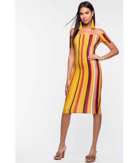 Image of Imbracaminte Femei CheapChic Mona Stripe Bodycon Dress Yellow Pattern