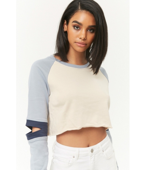 Image of Imbracaminte Femei Forever21 French Terry Raglan Cutout Top BLUE