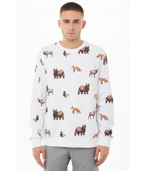 Imbracaminte Barbati Forever21 Wildlife Graphic Sweatshirt WHITEMULTI pret