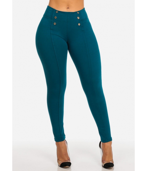 Imbracaminte Femei CheapChic High Waisted Pull On Style Teal Skinny Jeans Multicolor pret