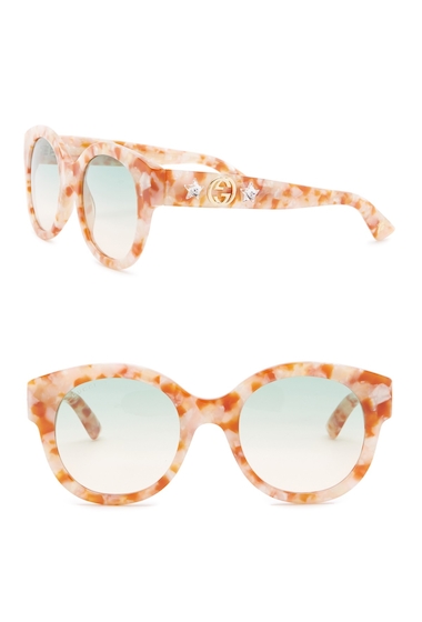 Ochelari Femei Gucci 51mm Studded Rounded Sunglasses BEIGE-BEIGE-GREEN pret