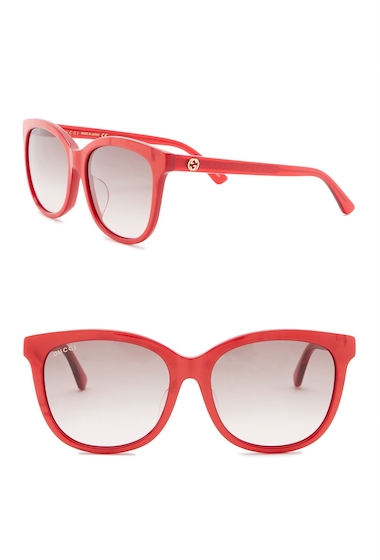 Image of Ochelari Femei Gucci 56mm Square Sunglasses RED-RED-BROWN