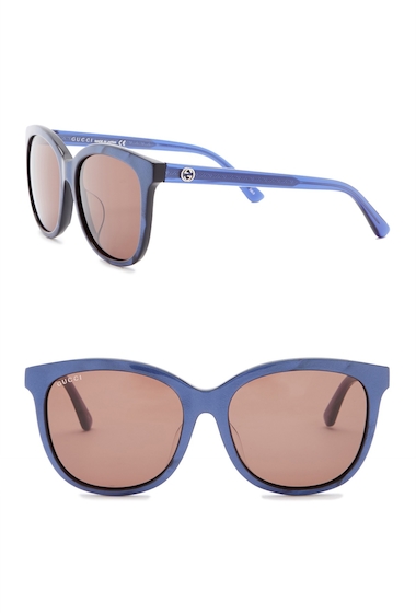 Image of Ochelari Femei Gucci 56mm Square Sunglasses BLUE-BLUE-BROWN