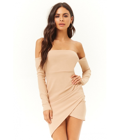 Image of Imbracaminte Femei Forever21 Off-the-Shoulder Tulip Dress NATURAL