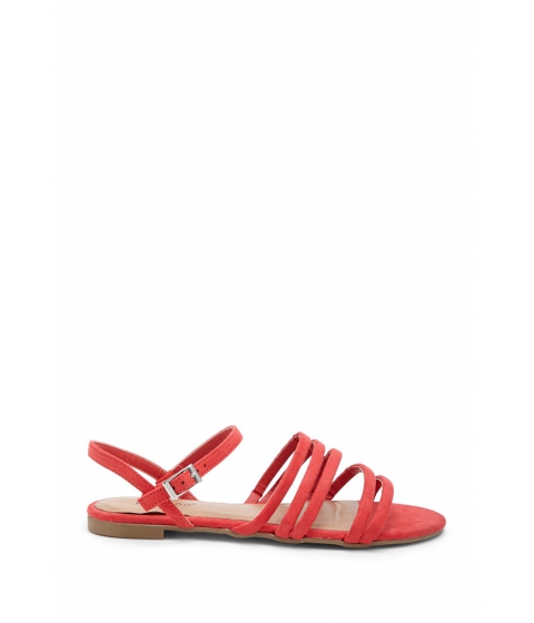 Image of Incaltaminte Femei Forever21 Strappy Faux Suede Sandals CORAL
