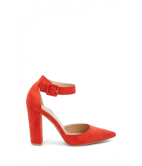 Image of Incaltaminte Femei Forever21 Faux Suede Pointed Ankle-Strap Heels ORANGE